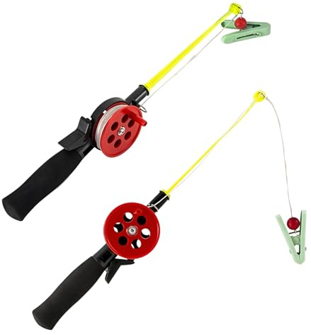 Kinder Angel Krebsangel,2 Stück Spielzeug Angel,Angelspielzeug,Rod Crab,Eisfischen，Zweiteilige Tragbare Angelrute (34 cm) mit Angelrolle
