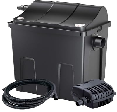 AQPOND Mirage Filtro Biologico per Laghetto con Sterilizzatore UV Integrato, Pompa 2500 L/H e Spugne Filtranti – Sistema di Filtrazione Completo per Laghetti Fino a 7000 Litri – Dimensioni Compatte