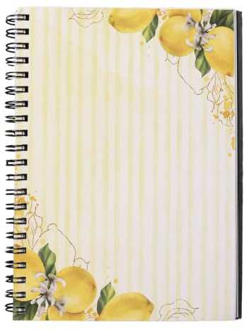 Logbuch-Verlag Collegeblock A5, rutat citron – spiralblock med medelhavs-citrondesign, 80 sidor, anteckningsblock för skola, kontor, universitet och journaling, gul