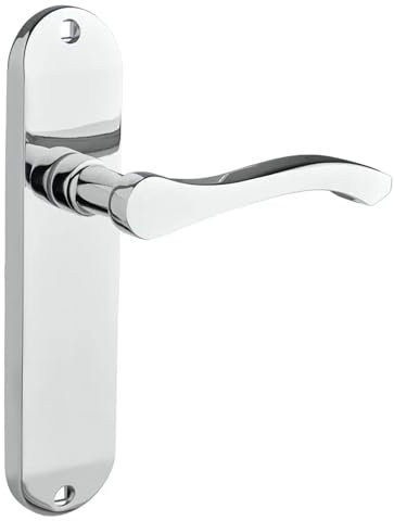 Designer Levers - Capri Contemporary Design Lever Door Handle - 1 Pair - Polished Chrome - Latch Door Handle - 180 x 40mm - Interior Use