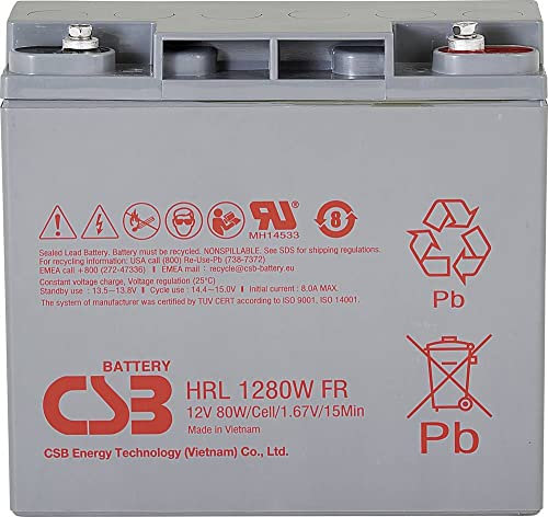 CSB Battery HRL 1280W high-rate longlife HRL1280W-FR Bleirechargeable battery 12V 20Ah Blei-Vlies (AGM) (B x H x T)