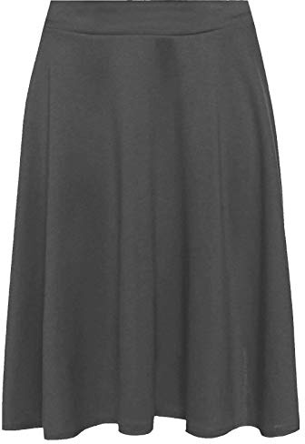 WearAll Womens Plus Size Plain Flared Elastic Waist Ladies Short Skater Skirt - Sizes 14-28