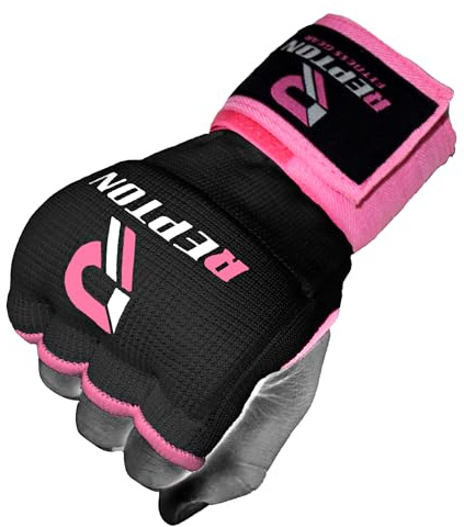 Boxing Hand Wraps Quick 100cm Long Wrist Straps Inner Gloves Boxing for Hand Protection Elasticated, Padded Fist for MMA Martial Arts Combat Gloves for Men Women and Kids (Pink, L/XL)