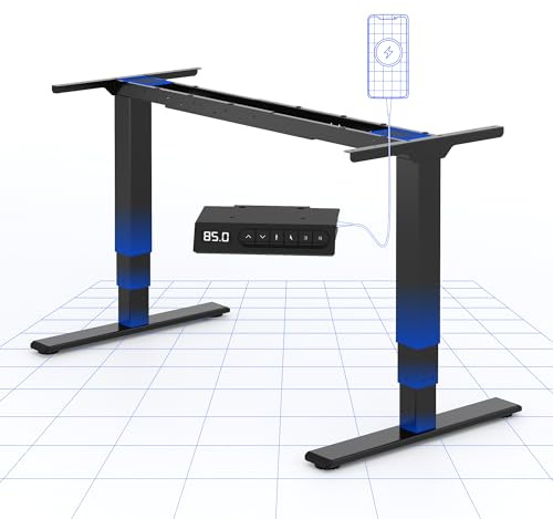 FLEXISPOT EC4 Plus Escritorio Elevable Eléctrico de 3 Columnas 2 Motores, Marco de Escritorio Ajustable en Altura con USB, Panel de Control con Puerto Tipo C/A, Capacidad de Carga 120KG, Negro