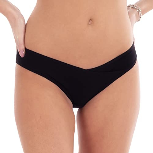 MYSANITY Slip Premaman Vita Bassa in Bamboo, Mutande Gravidanza Morbide e Traspiranti, Made in Italy, Nero, M
