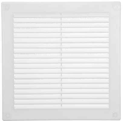 ECOPRO VENT 200x200mm (8 Inch) White Square Air Vent Cover - Plastic Air Vent Grille with Insect Mesh Screen - External Wall Ventilation Cover for HVAC Ducts, Ceiling or Wall Vents - Indoor Outdoor