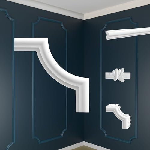 MARBET DESIGN Rivestimenti murali - Decorazione con segmenti di parete in polistirolo - Listello Decorativo Profilo Murale Cassette Decorative Cornice per Quadro (NE-19-01 220x220 mm, 4 Pezzi)