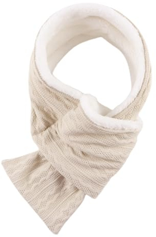 OMUKY Unisex Winter Knit Warm Scarves Thick Fleece Scarf Cold Weather Soft Neck Warmer for Women Men(Adult Beige)