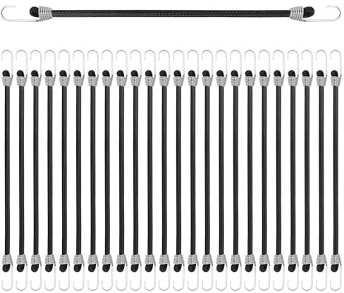 24Pcs Cordes Élastiques Tendeur Robuste,Liwein Tendeur Elastique,Cords avec Crochets,Tendeurs Elastique avec Crochet,Sandow Elastique,pour Bagages Barres de Toit Camping Crochet Tendeur(25cm)