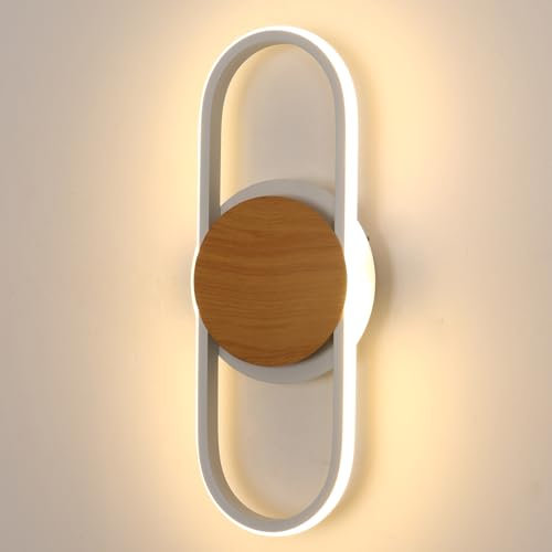 Goeco LED Wandleuchte Innen, 20W 41 cm Modern Kreative LED Wandlampe 3000K Warmes Licht mit Rundem Sockel, LED Lampen Wandbeleuchtung für Flur Treppenhaus Wohnzimmer Schlafzimmer, Weiß