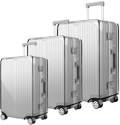 HENGBIRD 3 Stück Kofferschutzhülle Transparent 20+24+28 Zoll Koffer Set PVC Kofferhülle Wasserdicht Kofferüberzug Schutzhülle Koffer Hüllen Hülle Kofferschutzhülen Suitcase Cover Überzug Abdeckung