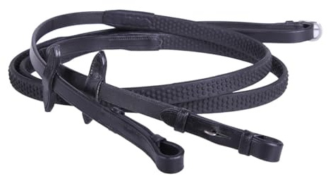 Equipride Redini in pelle con super grip antiscivolo per briglia impugnatura in gomma super flessibile (nero, extra piene)