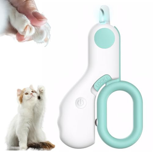 Katzen Nagelschere, Katzen Krallenschneider Mit LED Krallenschere für Hunde und Katzen Licht Cat Nail Clipper Nagelschere Hunde Katze USB Aufladbar, Für Mittlere Und Kleine Haustiere Krallenpflege