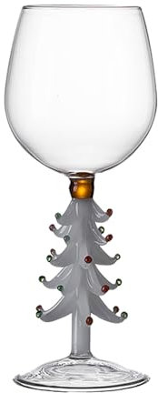 Taza de cristal con figura de árbol de Navidad, taza de copa de vino personalizada para banquetes de Navidad, taza de porcelana decorada con árbol de Navidad, taza de porcelana sin asa (blanco, talla
