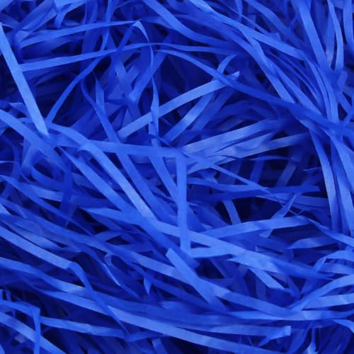 Poeland Papier de soie déchiqueté pour paniers, papier de soie déchiqueté pour paniers cadeaux, emballage et remplissage de paniers (bleu roi) 200 g