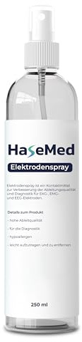 HaseMed elektrodspray 24 stycken – kontaktmedel för EKG, EMG och EEG-elektroder – 250 ml – hudvänlig, restfri och klar att användas – för optimal ledningsförmåga med varje applikation