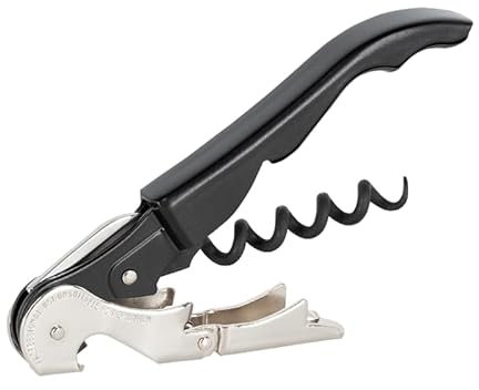 PULLTAP'S GENUINE Classic 500 Tire-bouchon de serveur pour usage professionnel avec double levier articulé, couteau coupe-capsule et décapsuleur Noir