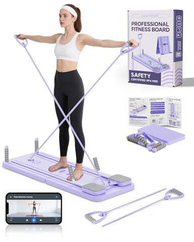 AMAZINGHOME Pilates board and reformer set for Zuhause with 23 kg Rückprallkraft - multifunctional Faltbares Pilatesgerät INKL, Knieschutz and Videoanleitung