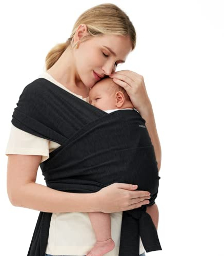 Momcozy Baby Wrap Carrier for 3.6-15kg, Easy to Wear Baby Sling Carriers from Newborn, Adjustable Baby Carriers for Newborn to Toddler, Black