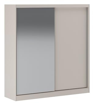Vente-unique-Armario 2 Puertas correderas ñ con Espejo ñ 200 cm ñ Beige - OCHIRA