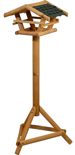 KJHFD 48100FSC Support, mangeoire Bois Toit en bardeaux de Bitume, nichoir avec trépied, Villa à Oiseaux pour/terrasse/Balcon, Vert, x 101 cm