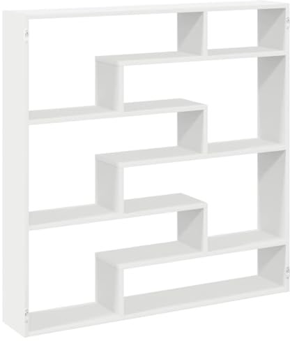mtlskopl Étagère Murale Cube Bibliothèque Flottante à 7 Compartiments Meuble de Rangement Suspendu pour Salon Chambre et Bureau Blanc en Bois d'Ingénierie 100x18x100 cm