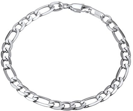 PROSTEEL Figarokette Armband 6mm breit Herren Edelstahl Armband 3+1 Glieder Link Kettenarmband Armkette, Länge 19cm, silber