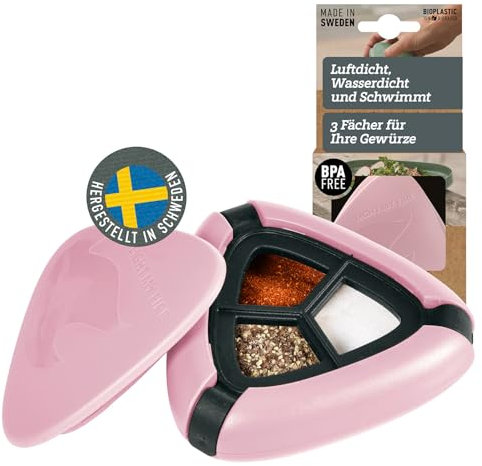 Light My Fire Salzstreuer Pfefferstreuer mit Deckel Camping Gewürzstreuer 3 Fächer Mini Salz- Pfeffer- Gewürzdose To Go für Outdoor - Wasserdicht