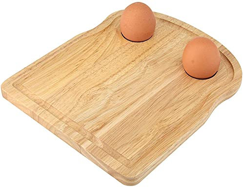 Apollo Rubberwood Breakfast Bread Toast Serving Tray with Egg & Cheese Holder Board