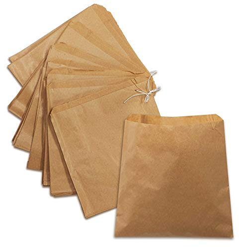 200 x Brown Strung Kraft Paper Food Bags Food use, Groceries, Sandwiches Fruit Bags etc | DHANZIPAK (8.5x8.5inch)