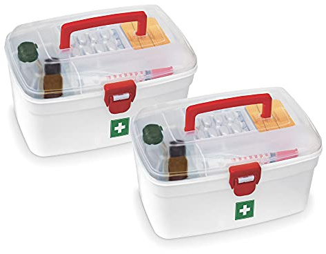 Milton First Aid Box Set of 2, Medical Storage Box for Medicines, Empty