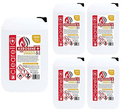 Clearell 100L | Pack of 5 | 100 Litres Premium Quality Kerosene Paraffin Heater Heating Oil Fuel | Compliant to BS2869C2