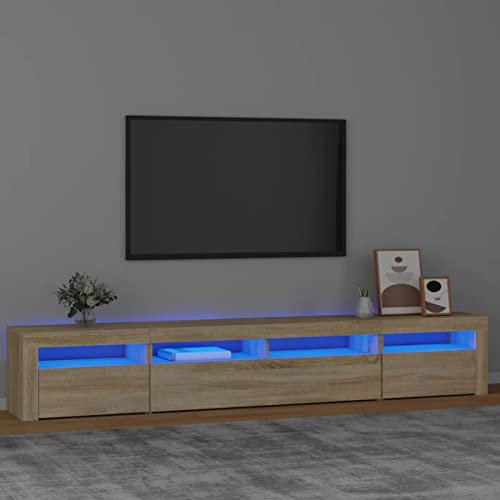 SECOLI tv Schrank led 240cm TV Lowboard mit LED TV Board Fernsehschrank TV-Schrank TV-Kommode tv Bank tv Möbel Sideboard für Wohnzimmer Schlafzimmer Möbel-Sonoma Eiche-240 x 35 x 40 cm