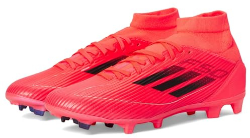 adidas Women's F50 League Mid Top Firm/Multi Ground Sneaker, Turbo/Aurora Black/Platin Metallic, 8.5 UK