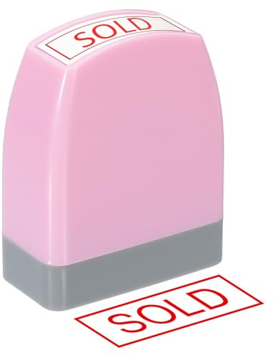 PATIKIL Säljs meddelande stämpel självbläckande, rött bläck kontorsstämplar förbläckat meddelande stämpel påfyllningsbar affärsstämpel, rosa