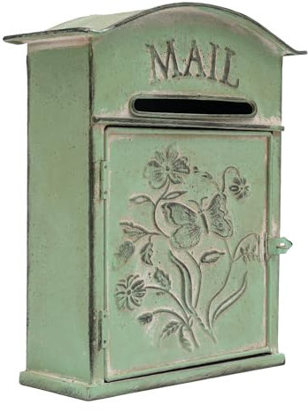 JDBDU Buzón Vintage Verde de Pared - Antiguo Retro de Metal para Jardín Exterior - Decoración del Hogar