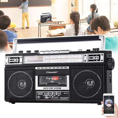 SNBGRYE Reproductor Retro CláSico De Estilo De Los AñOs 90, Radio Casete PortáTil, Grabadora De Cinta Bluetooth, Admite Entrada SD/USB, RecepcióN De SeñAl De 3 Bandas, para Reuniones Familiares
