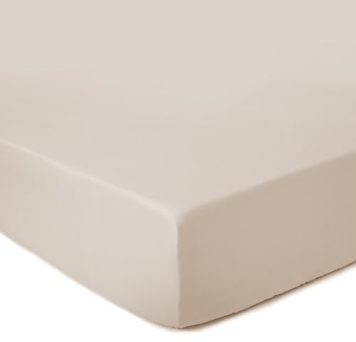 URBANARA Lyocell Spannbettlaken Seretta 140-160x200 cm Champagner I 100% Tencel Made in Portugal I Nachhaltig Atmungsaktiv Hypoallergen Hochwertig Luxus I Steghöhe 28 cm Satin Seide