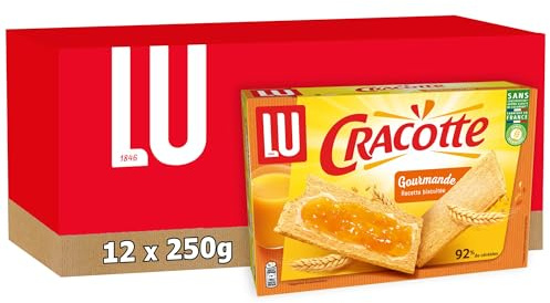 LU CRACOTTE - 12 Boîtes de Cracotte Gourmande - Cracotte Recette Biscuitée - Cracotte Gourmande Petit Déjeuner - Fabriqué en France - Lot de 12x250g