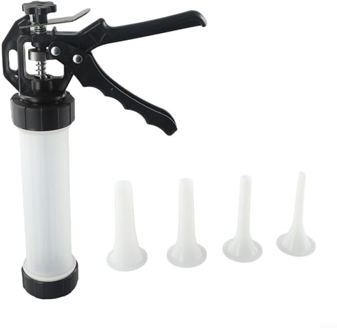 Máquina de llenado de salchichas manual con 4 tubos de relleno, herramienta de plástico de gran capacidad de 500 ml para salchichas caseras y uso en la cocina