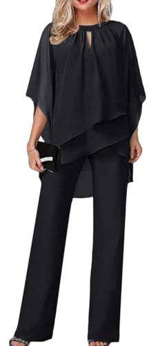 Traje de pantalón para mujer, de tul, juego de dos piezas con camisa de gasa y cintura alta, elegante, vintage, 2 piezas, para cóctel, fiesta, festivo, traje de noche para mujer