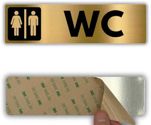 LEIASA | Targa Bagno Uomo Donna - 5x18 cm - Alluminio - Toilette Ambosessi