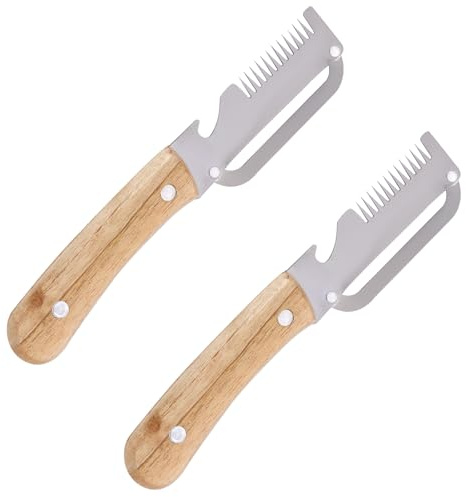 2st Multifunktionell Rostfri Grönsaksskalare med Trähandtag, Salladslök Rivjärn & Flasköppnare 3-i-1 Kökstillbehör för Potatis Pumpa Papaya Gräslök