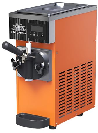 Kommersiell Mjukglassmaskin 4–5 L/H Bänkmodell Med Förkylning Självrengöring Lcd Display 450w Glassmaskin För Kaféer Restauranger Dessertbutiker Och Evenemang(Orange)