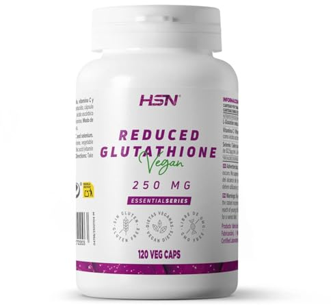 HSN Glutatión Reducido 250 mg | 120 Cápsulas Vegetales | Con Selenio y Vitamina C | No-GMO, Vegano, Sin Gluten