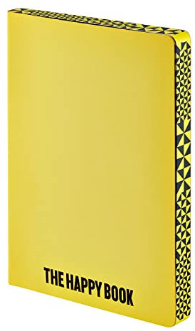 Nuuna Notizbuch A5+ | Graphic L - The Happy Book by Stefan Sagmeister | Dotted | 3,5mm Punktraster | 256 nummerierte Seiten | 120g Premium-Papier | Leder gelb | nachhaltig produziert in Deutschland