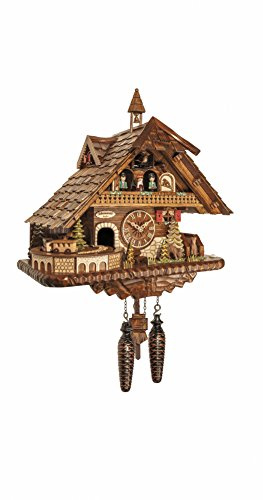 Engstler Quartz Cuckoo Clock Big Black Forest House with Music, Dancers and Moving Train EN 45110 QMT