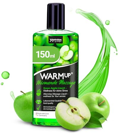 JOYDIVISION WARMup Massageöl Grüner Apfel 150 ml I Massageliquid mit Wärme-Effekt I Massage Öl mit Apfel Duft & Geschmack I Massageöle für Paare I Massage Oil I Massageöl