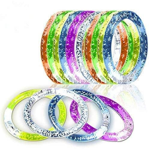 iwobi 12 braccialetti lampeggianti, braccialetti LED riutilizzabili colorati in acrilico, per Halloween, Natale, concerto, matrimoni, feste, decorazione, giocattolo, 6,5 cm, acrilico, 6.5 cm, Acrilico