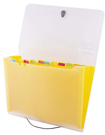 D.RECT | 5540 | Pochette Trieur | Trieur Document, Scolaire, Alphabétique | Extensible Pochettes pour Documents | Trieur 12 Compartiments | l'école, le bureau, la maison | Format A4 – Jaune 110578
